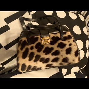 Vintage real leopard hair purse